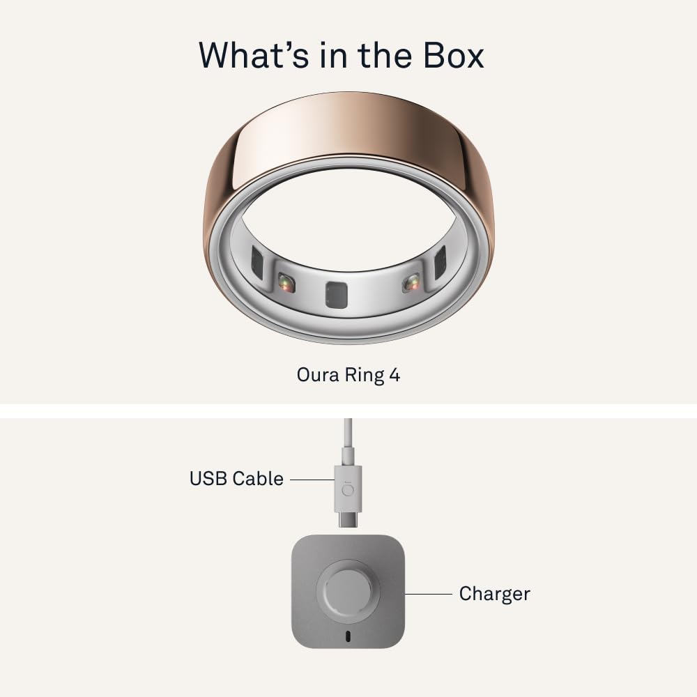 Oura Ring 4 - Silver - Size 8 - Smart Ring - Size First with Oura Ring 4 Sizing Kit - Sleep Tracking Wearable - Heart Rate - Fitness Tracker - Up to 8 Days of Battery Life