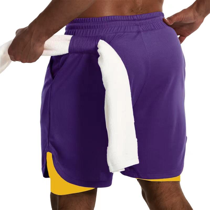 JWJ Mens 2 in 1 Running Shorts Quick Dry Gym Athletic Workout Clothes with Side Pockets