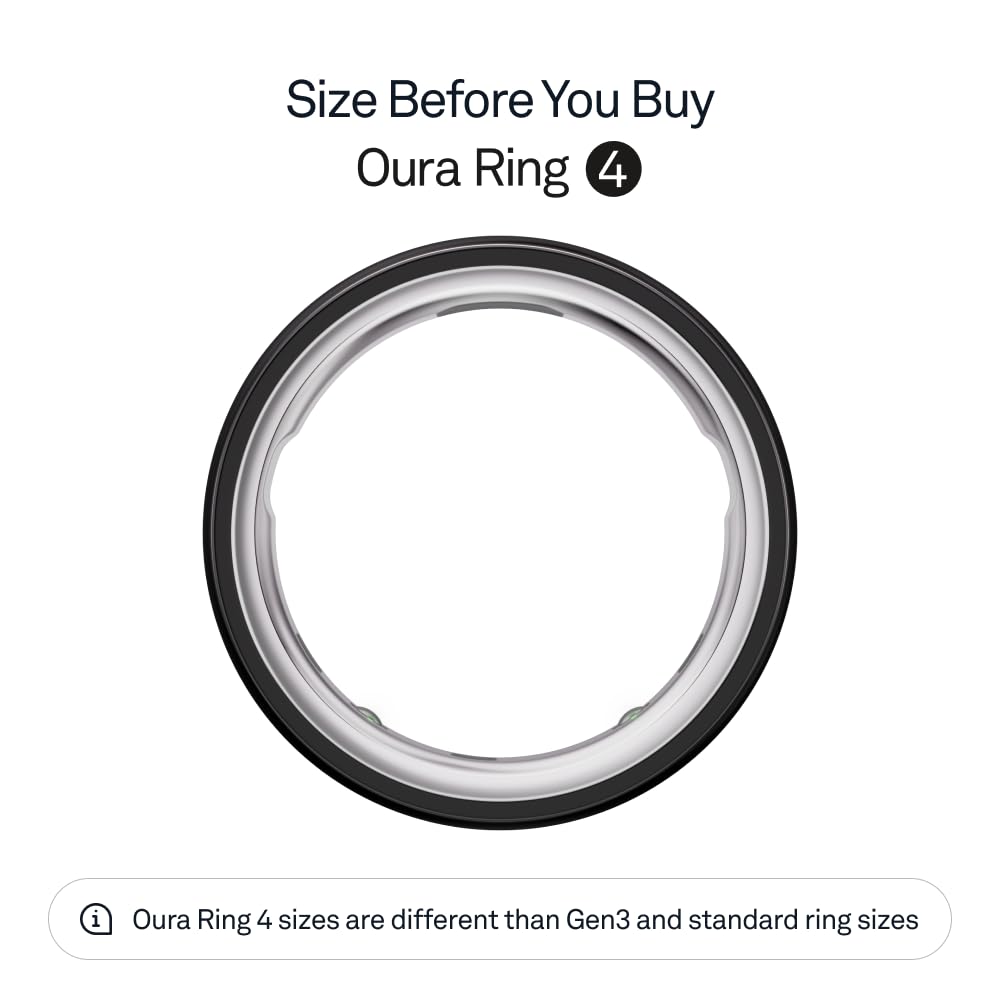 Oura Ring 4 - Silver - Size 8 - Smart Ring - Size First with Oura Ring 4 Sizing Kit - Sleep Tracking Wearable - Heart Rate - Fitness Tracker - Up to 8 Days of Battery Life
