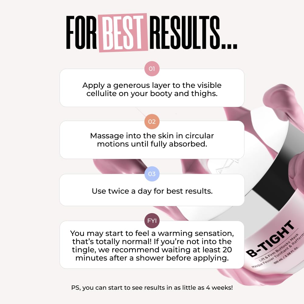 MAËLYS Cosmetics B-TIGHT Leave-On Cellulite Mask - Reduces The Appearance Of Cellulite - Visibly Tightens The Skin In The Butt Area