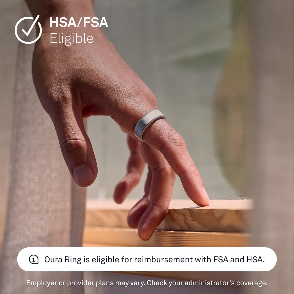Oura Ring 4 - Silver - Size 8 - Smart Ring - Size First with Oura Ring 4 Sizing Kit - Sleep Tracking Wearable - Heart Rate - Fitness Tracker - Up to 8 Days of Battery Life