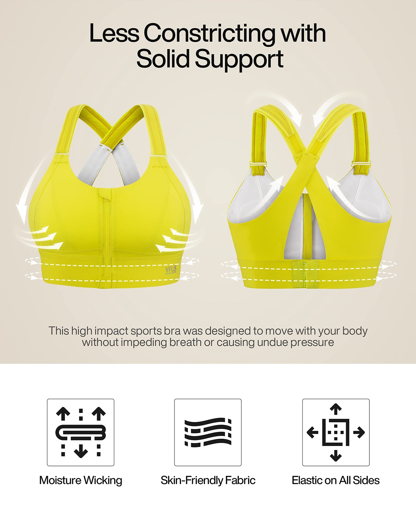 Zip Front Adjustable High Impact Sports Bras for Women Premium Quality Full Coverage Workout Running Removable Pads