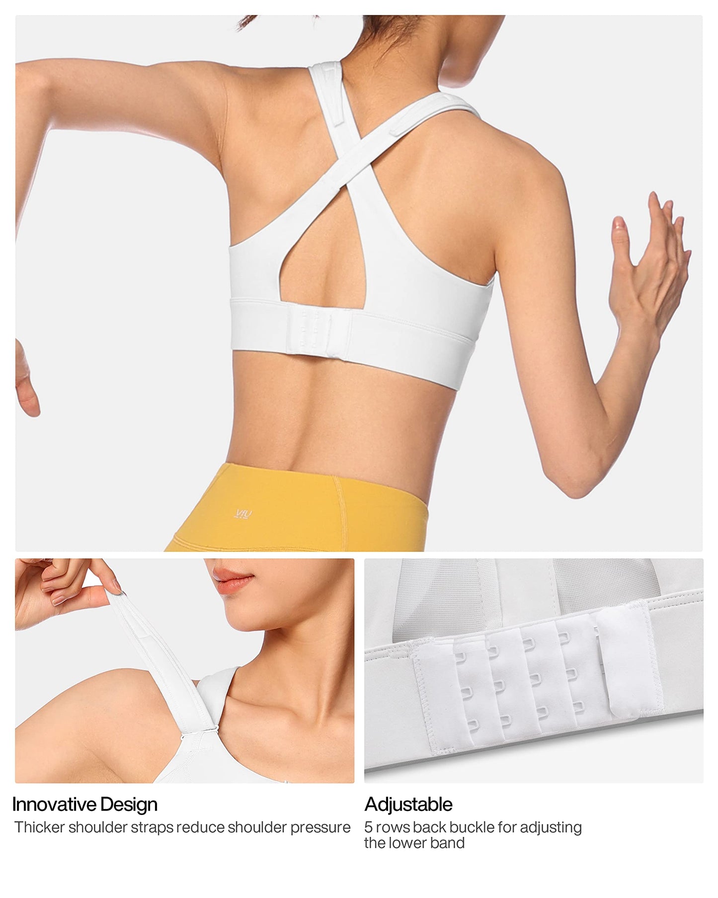 Zip Front Adjustable High Impact Sports Bras for Women Premium Quality Full Coverage Workout Running Removable Pads