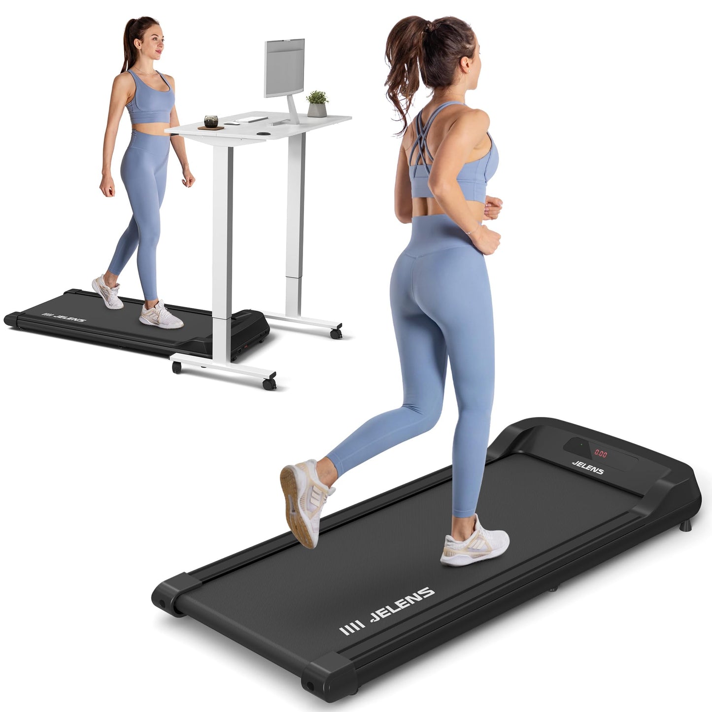 Walking Pad 2 in 1 Treadmill for Walking and Jogging, Under Desk Treadmill for Home Office with Remote Control, 2.5HP Portable Walking Treadmill, Desk Treadmill in LED Display