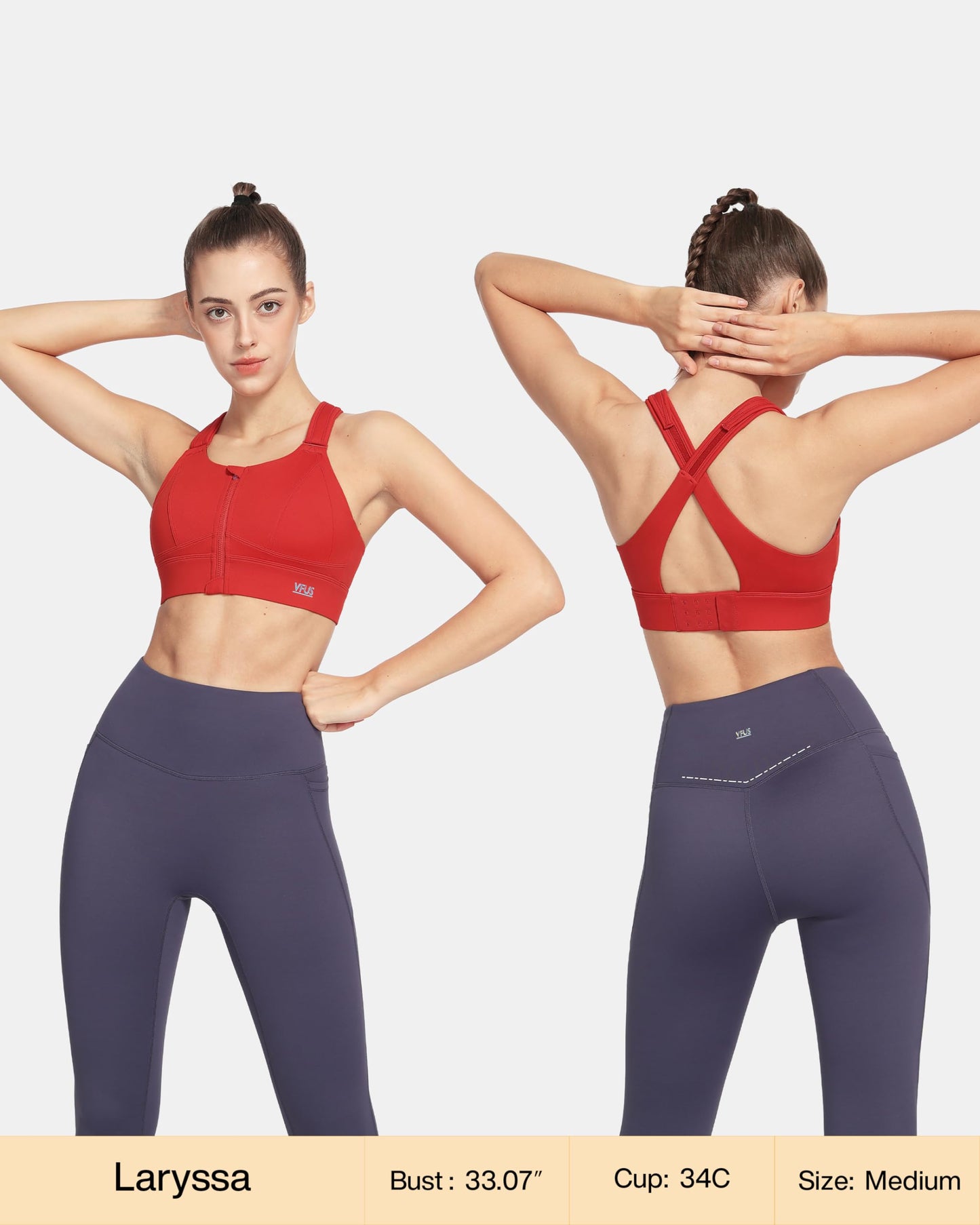 Zip Front Adjustable High Impact Sports Bras for Women Premium Quality Full Coverage Workout Running Removable Pads