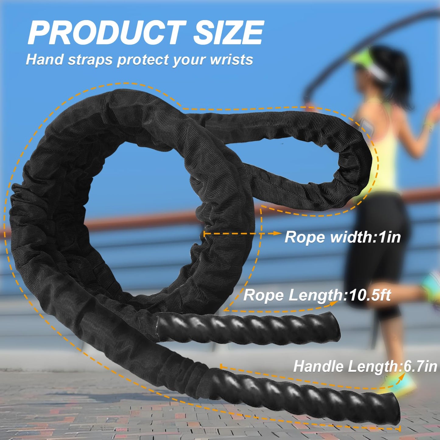 Battle Rope Exercise Rope 1.26/1.5inch, 30 40FT Heavy Exercise Rope Weighted Battle Rope for Home Gym,Training Heavy Rope for Workout Exercise