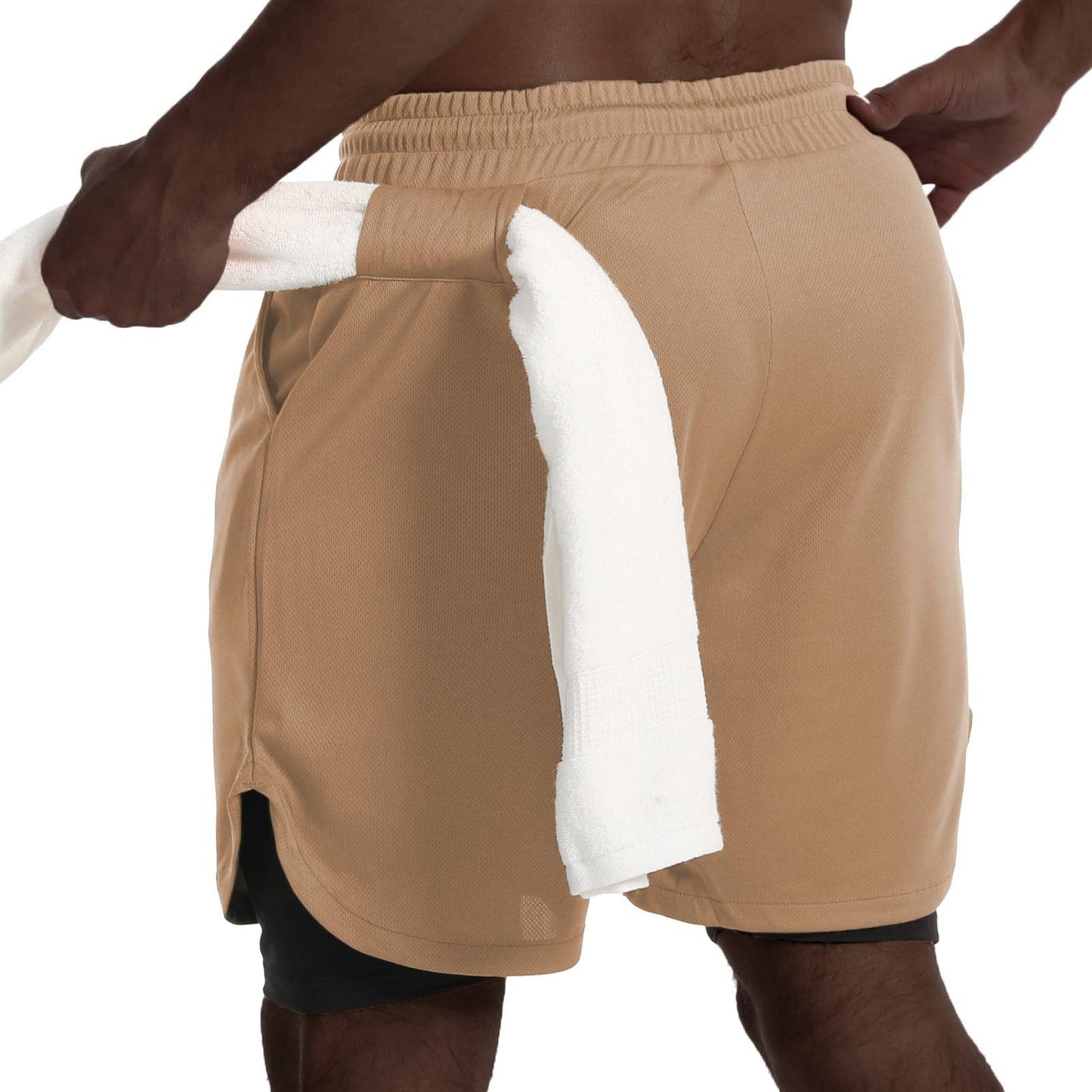 JWJ Mens 2 in 1 Running Shorts Quick Dry Gym Athletic Workout Clothes with Side Pockets