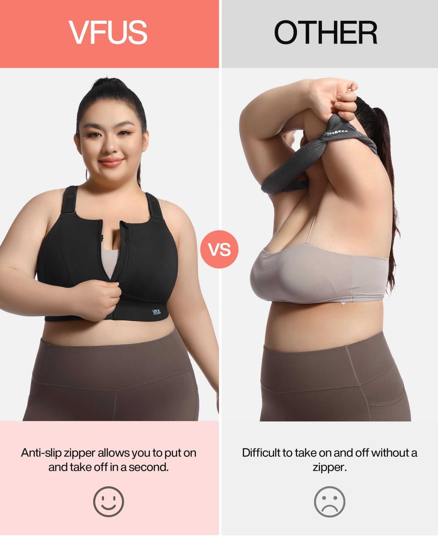 Zip Front Adjustable High Impact Sports Bras for Women Premium Quality Full Coverage Workout Running Removable Pads