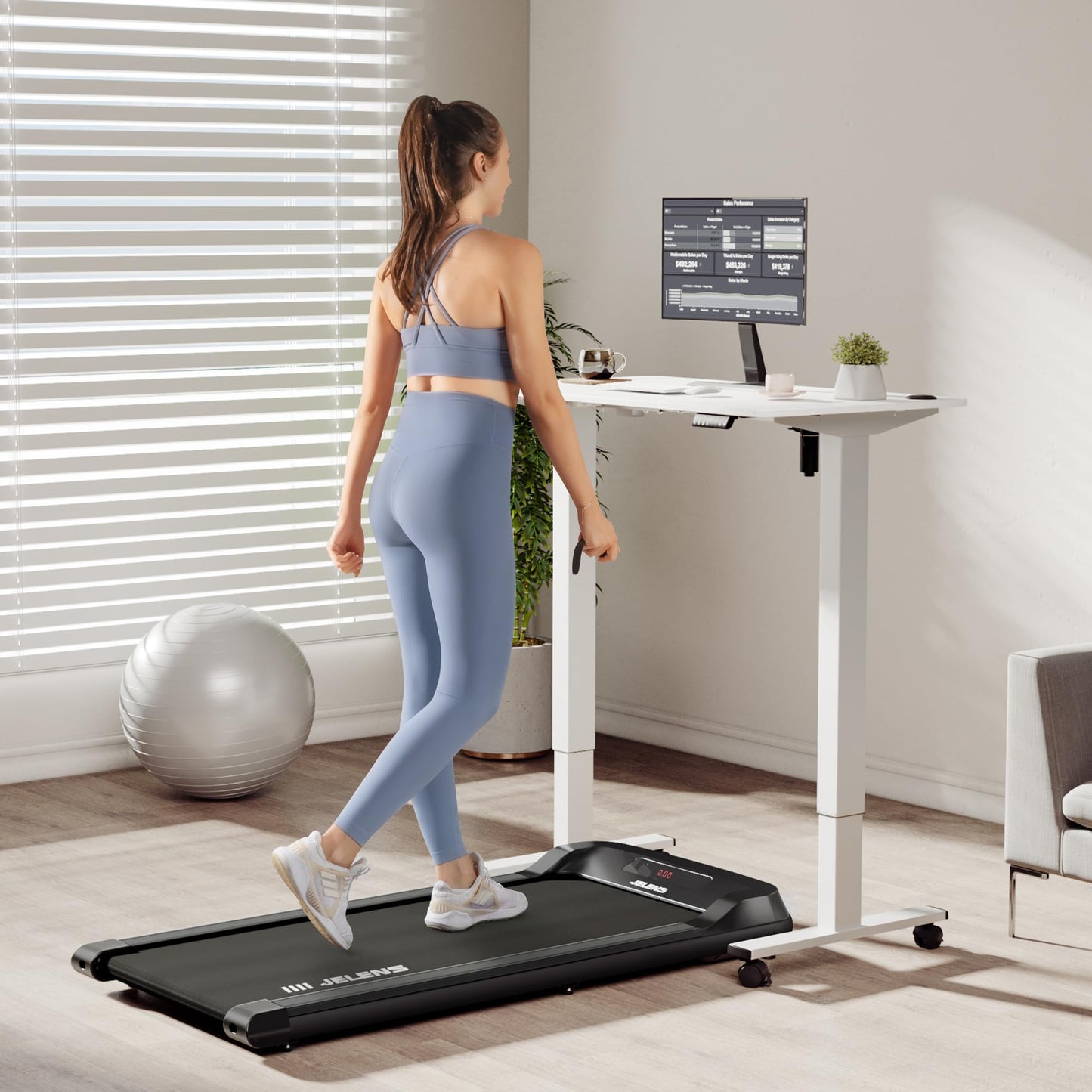 Walking Pad 2 in 1 Treadmill for Walking and Jogging, Under Desk Treadmill for Home Office with Remote Control, 2.5HP Portable Walking Treadmill, Desk Treadmill in LED Display