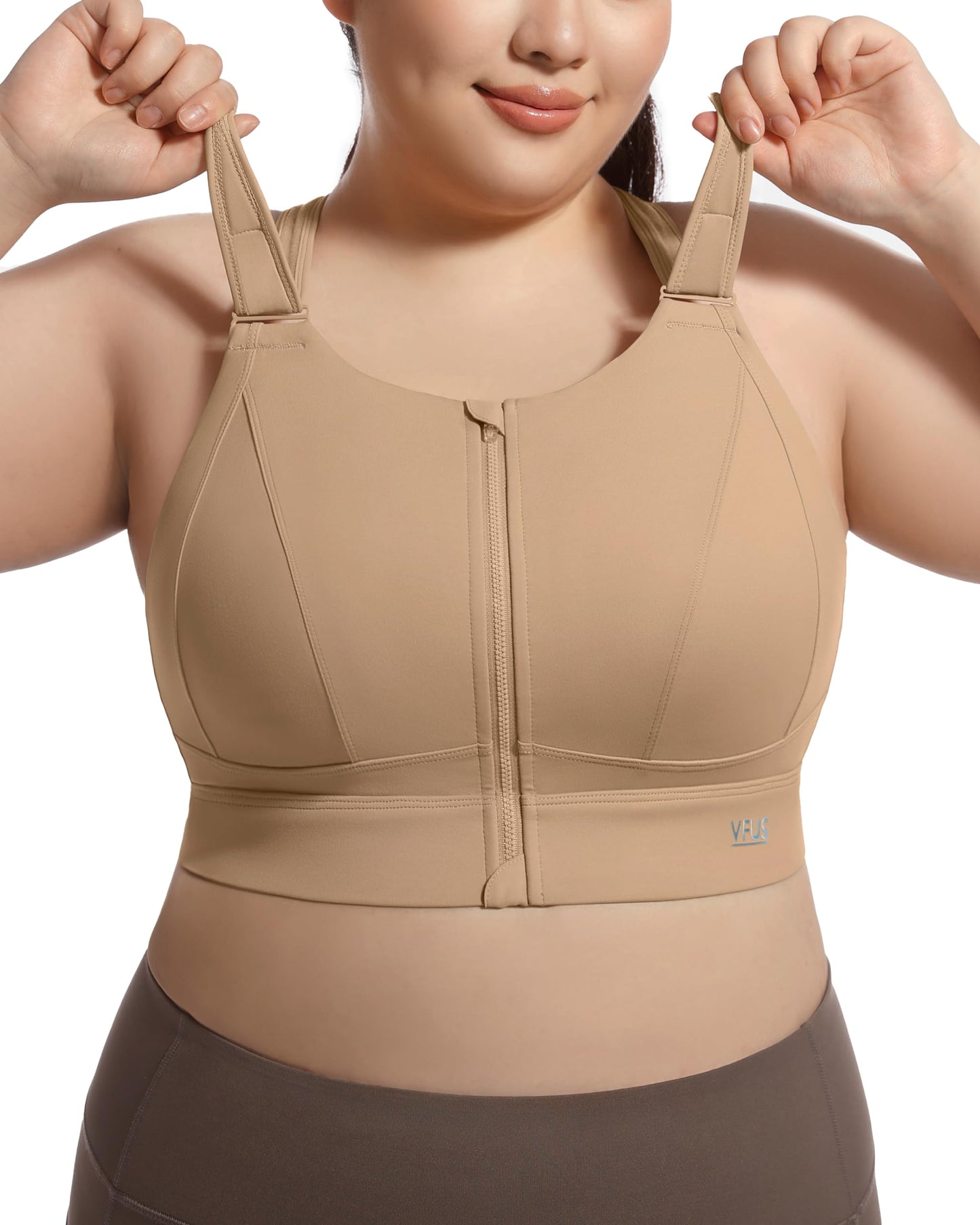 Zip Front Adjustable High Impact Sports Bras for Women Premium Quality Full Coverage Workout Running Removable Pads
