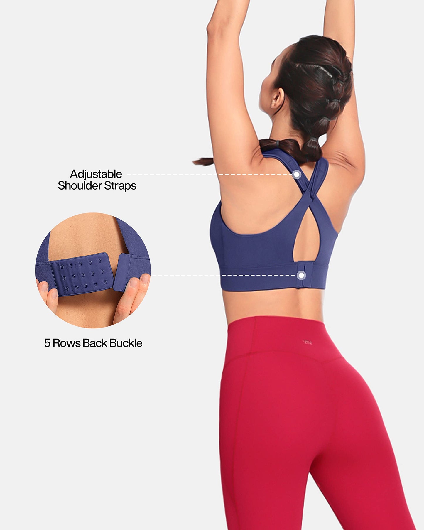 Zip Front Adjustable High Impact Sports Bras for Women Premium Quality Full Coverage Workout Running Removable Pads