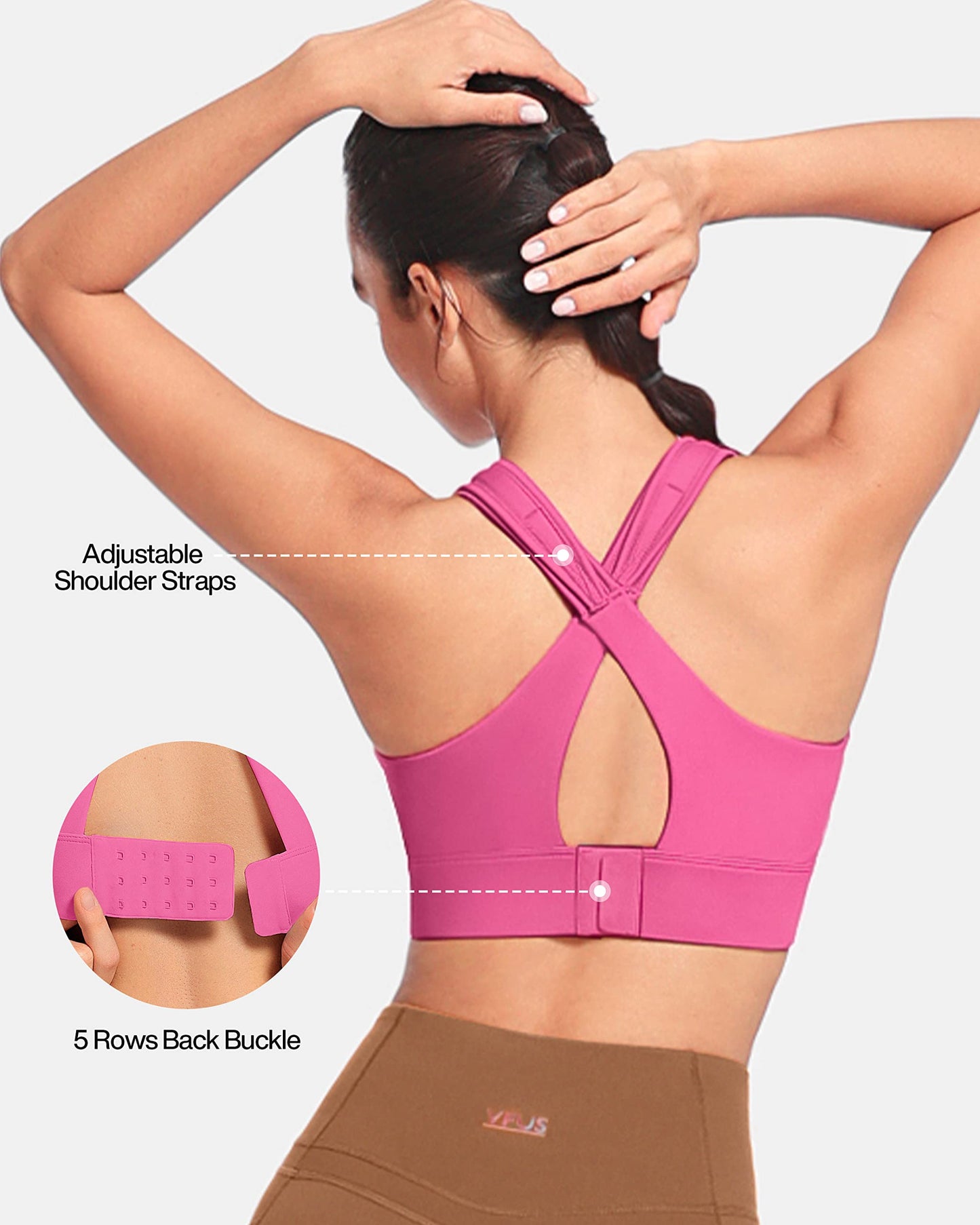 Zip Front Adjustable High Impact Sports Bras for Women Premium Quality Full Coverage Workout Running Removable Pads