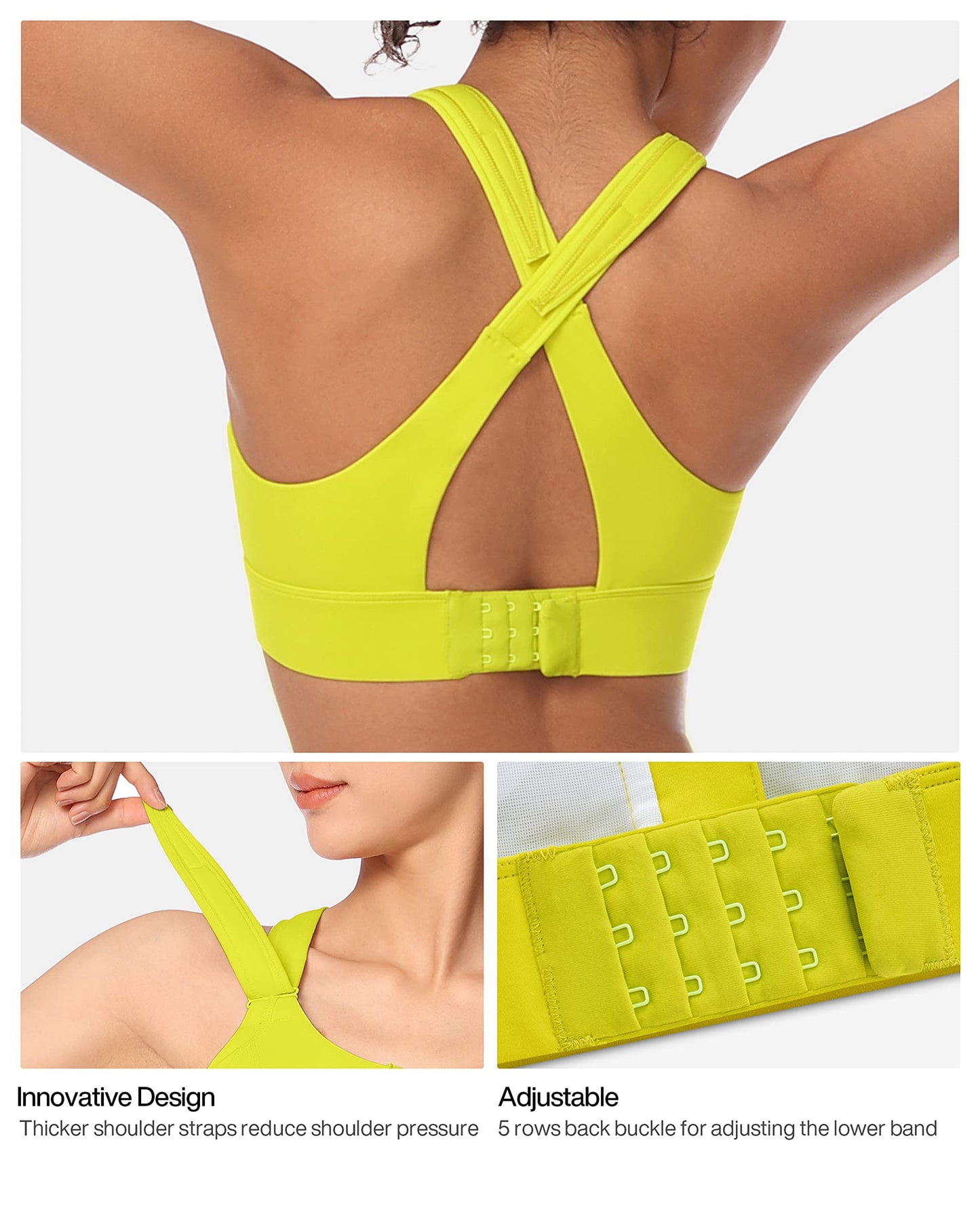 Zip Front Adjustable High Impact Sports Bras for Women Premium Quality Full Coverage Workout Running Removable Pads