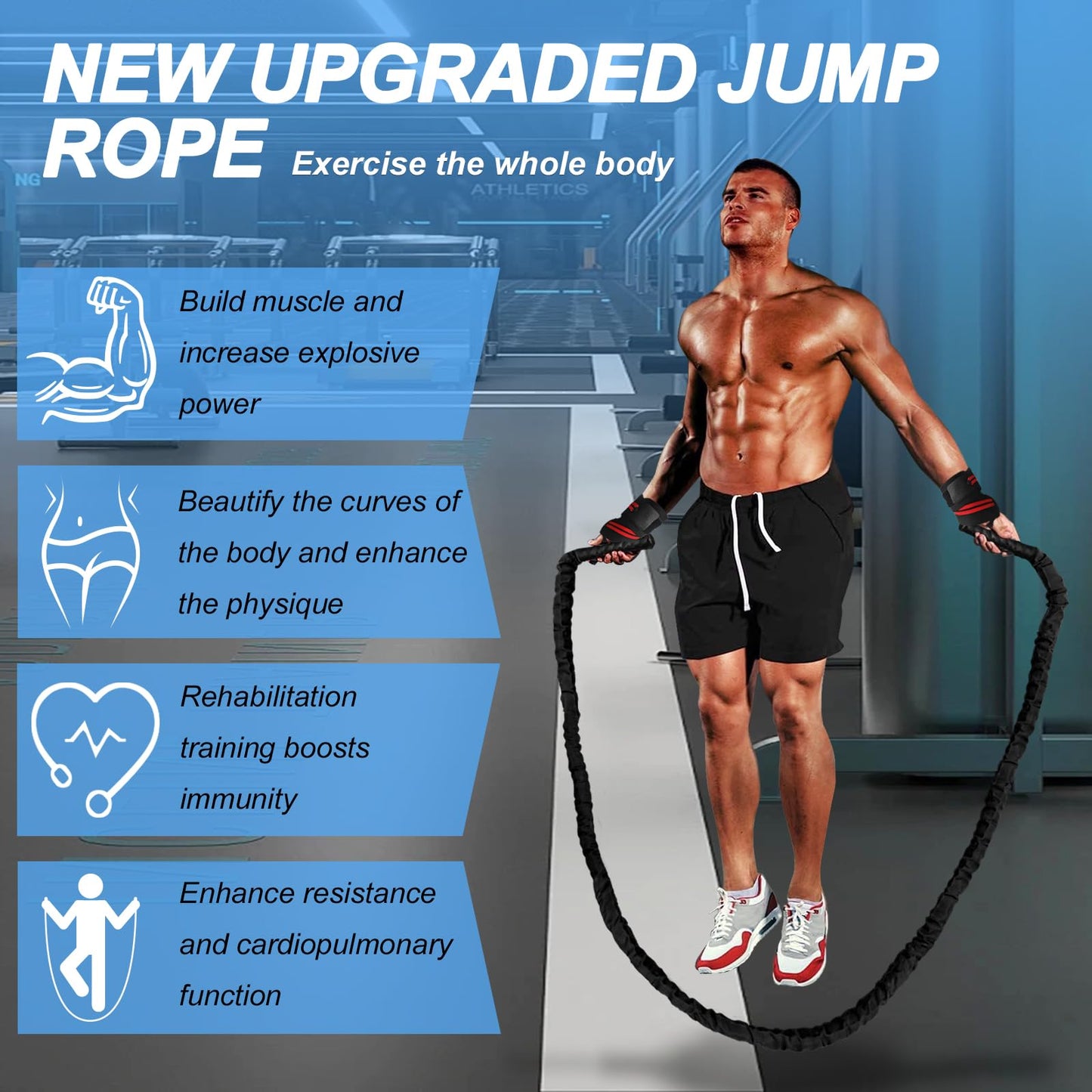 Battle Rope Exercise Rope 1.26/1.5inch, 30 40FT Heavy Exercise Rope Weighted Battle Rope for Home Gym,Training Heavy Rope for Workout Exercise