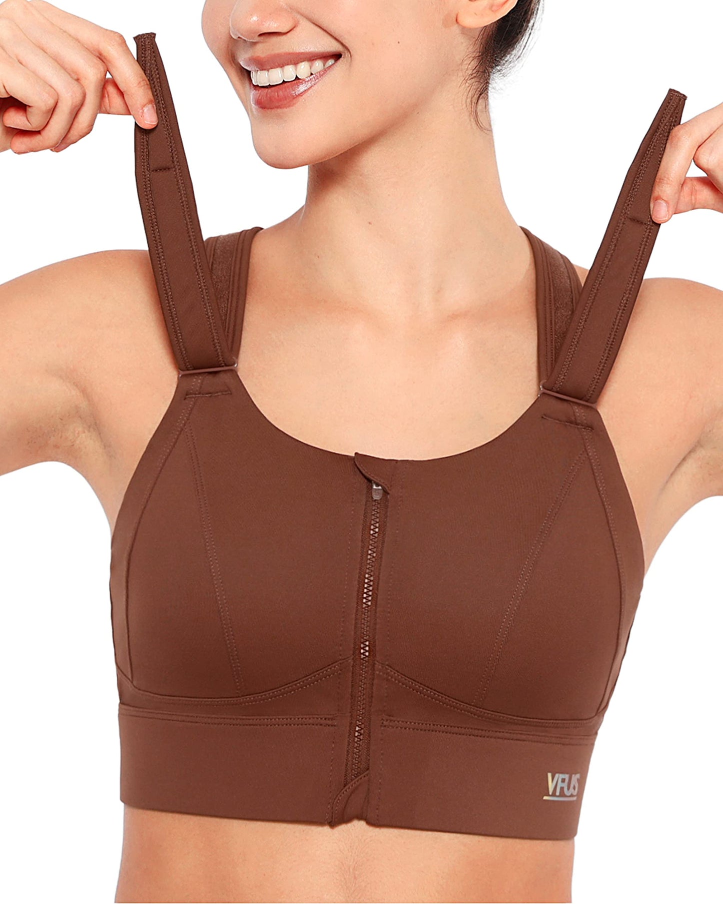 Zip Front Adjustable High Impact Sports Bras for Women Premium Quality Full Coverage Workout Running Removable Pads
