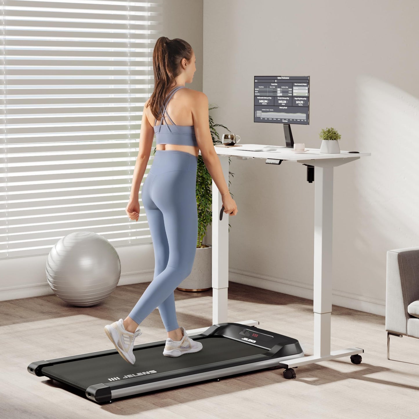 Walking Pad 2 in 1 Treadmill for Walking and Jogging, Under Desk Treadmill for Home Office with Remote Control, 2.5HP Portable Walking Treadmill, Desk Treadmill in LED Display