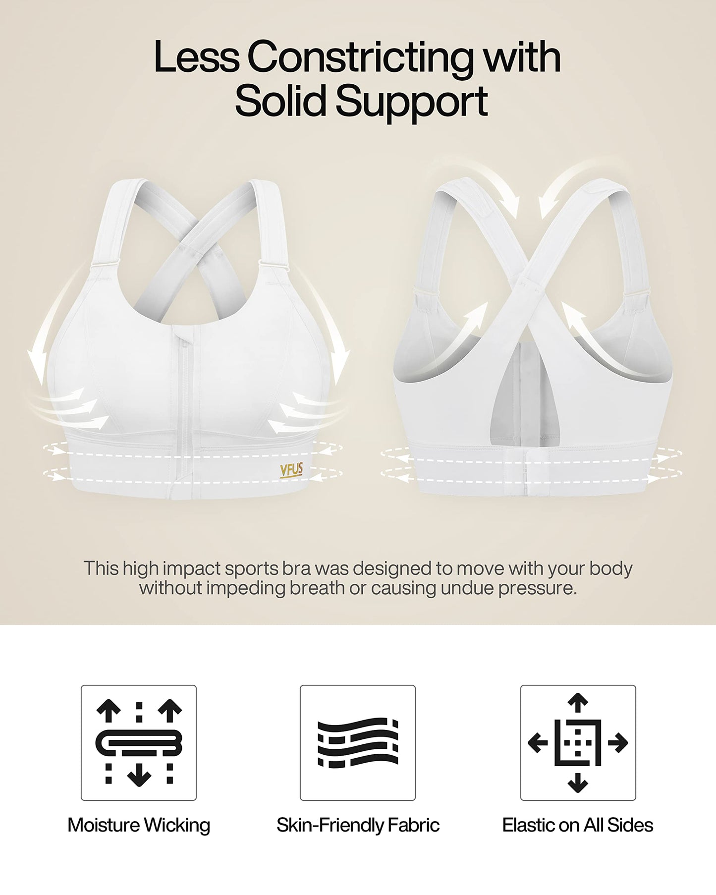 Zip Front Adjustable High Impact Sports Bras for Women Premium Quality Full Coverage Workout Running Removable Pads