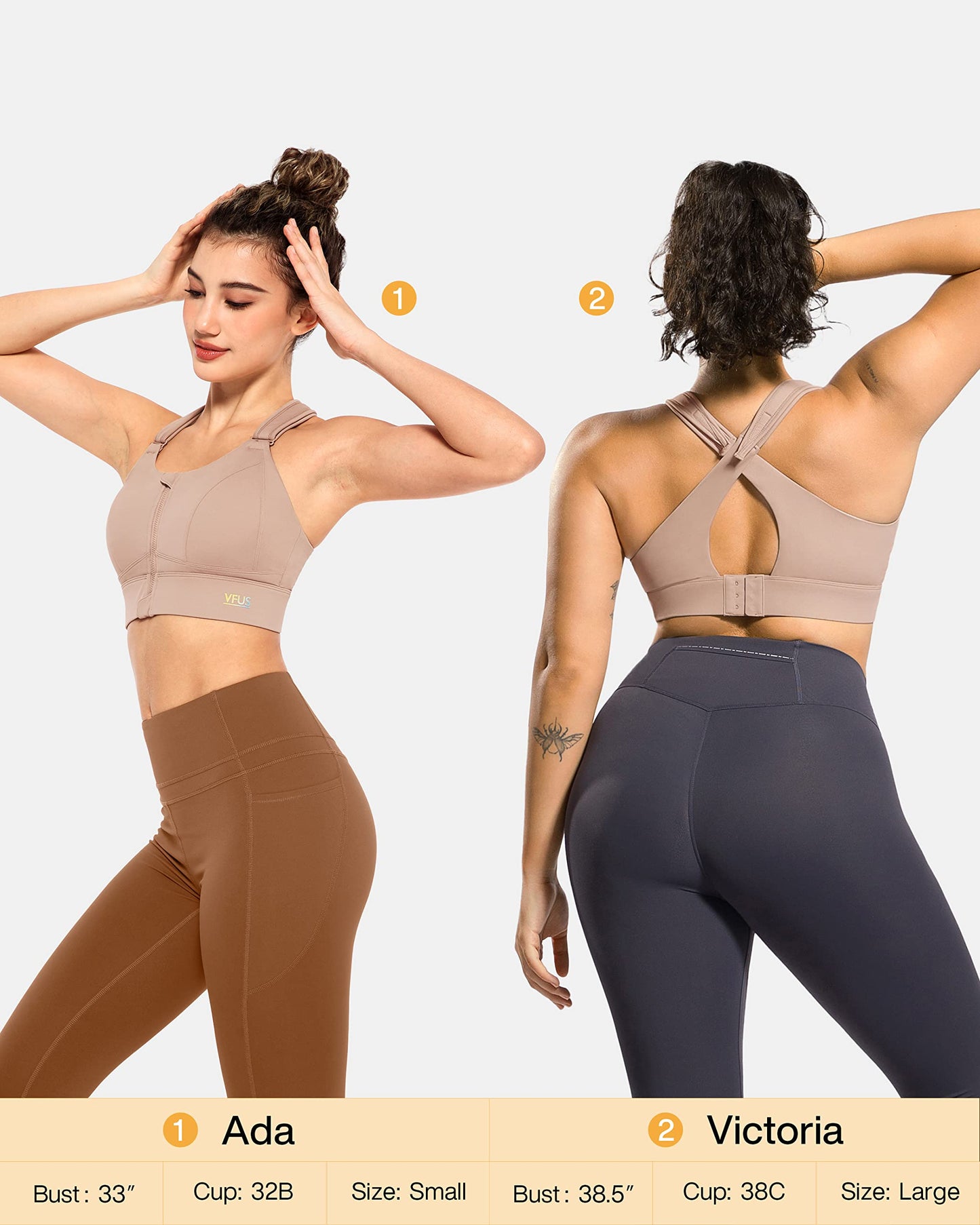 Zip Front Adjustable High Impact Sports Bras for Women Premium Quality Full Coverage Workout Running Removable Pads