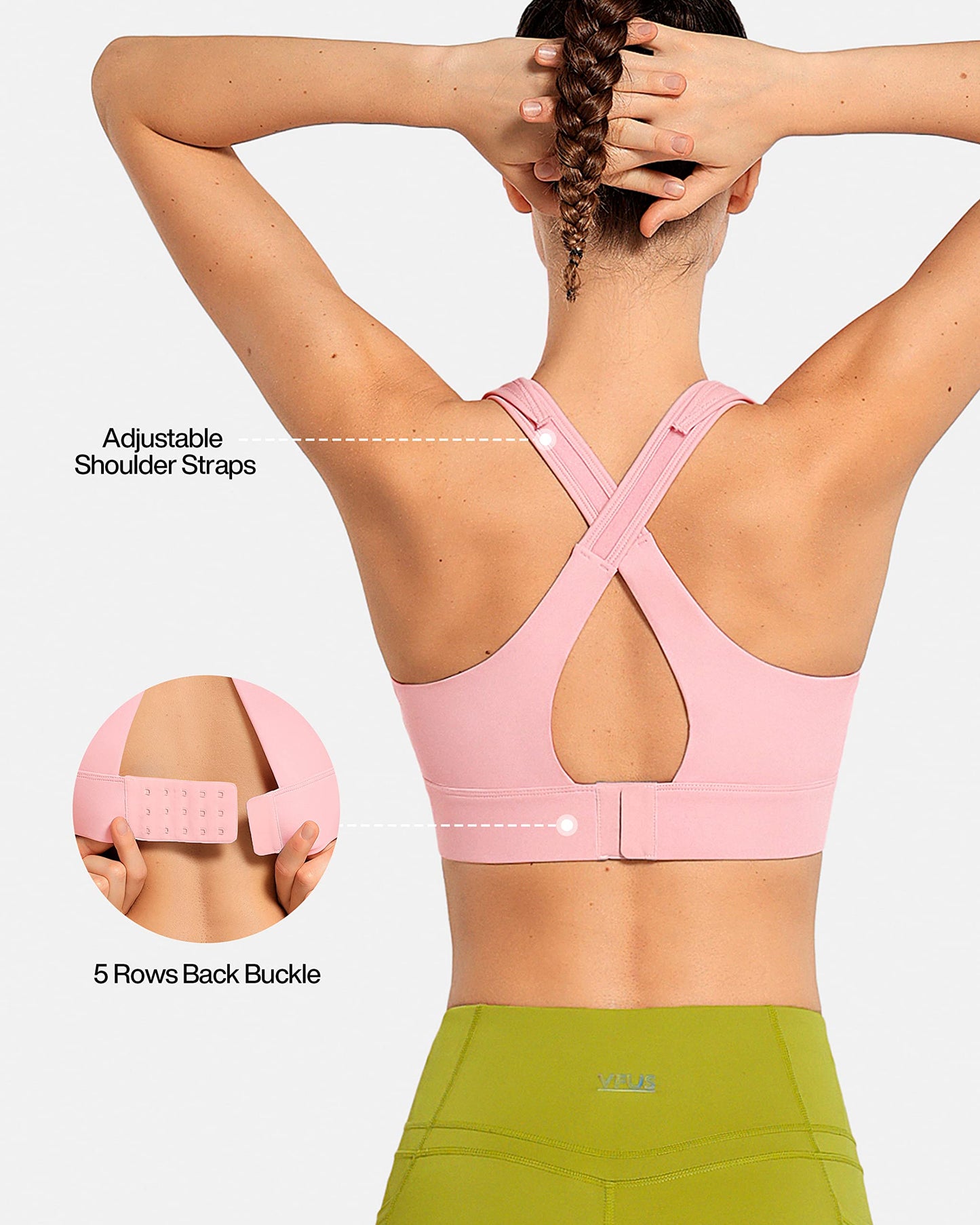 Zip Front Adjustable High Impact Sports Bras for Women Premium Quality Full Coverage Workout Running Removable Pads