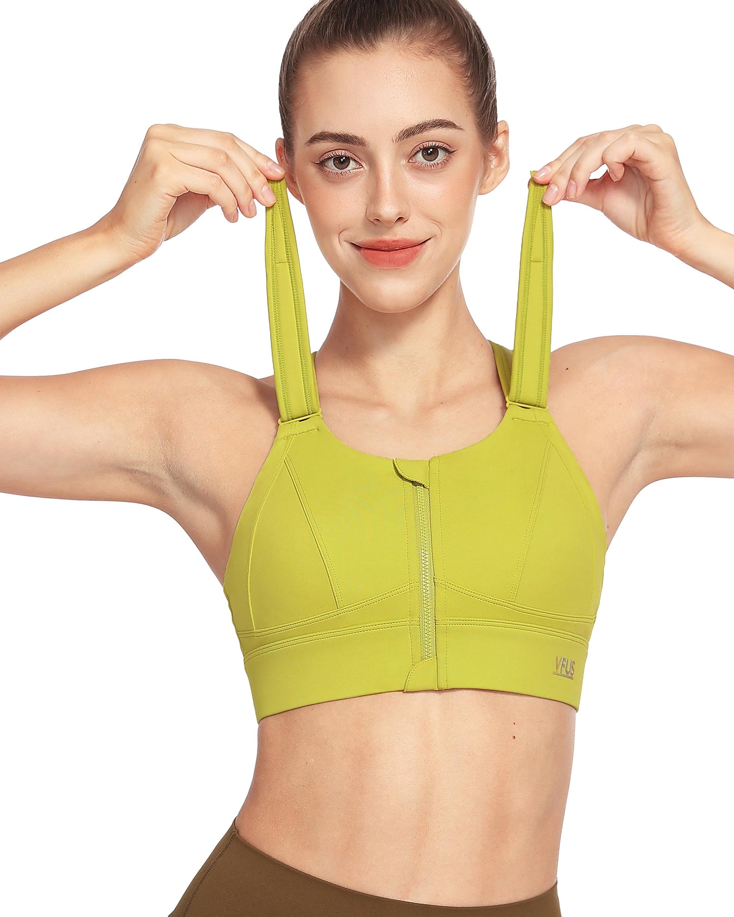 Zip Front Adjustable High Impact Sports Bras for Women Premium Quality Full Coverage Workout Running Removable Pads