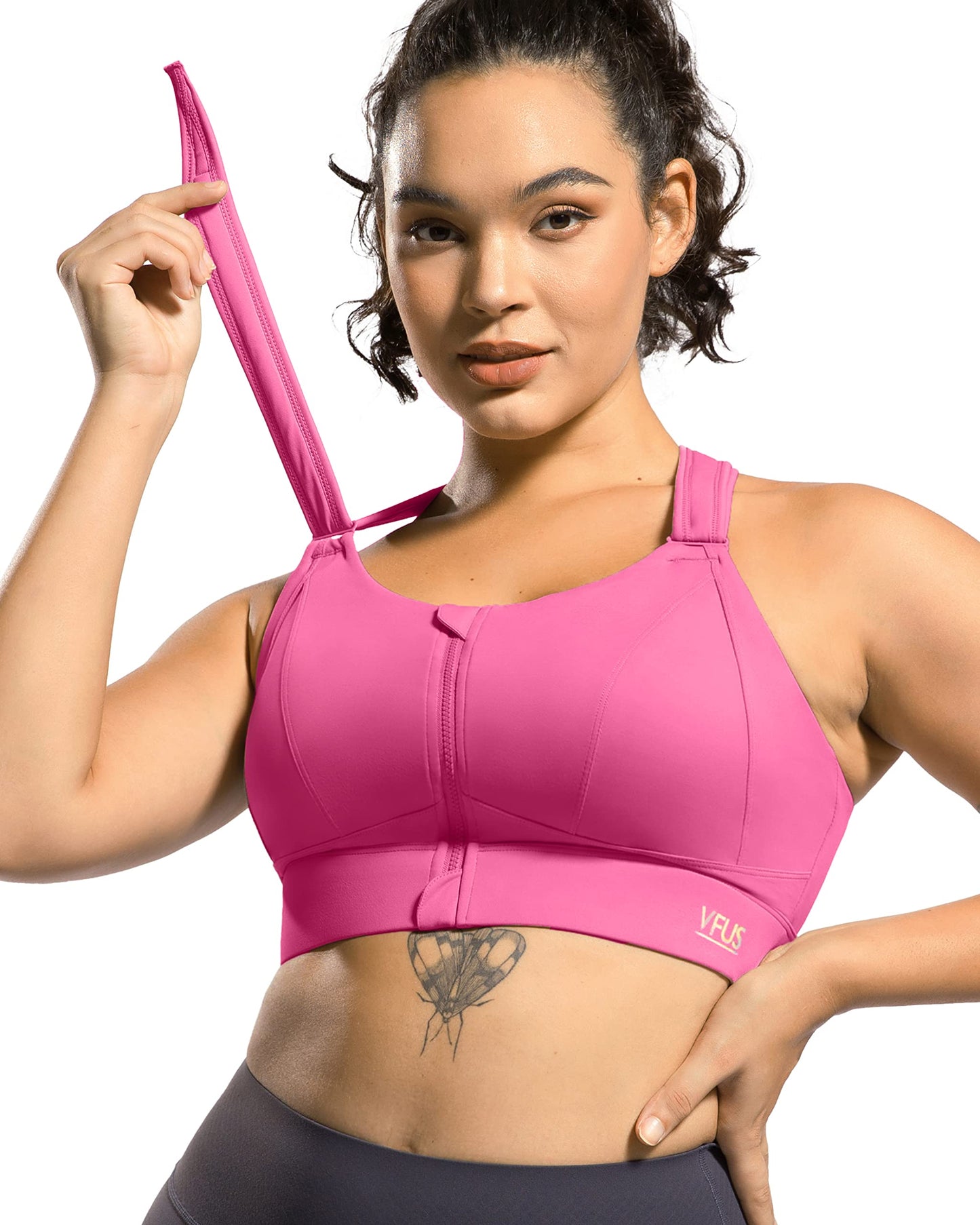 Zip Front Adjustable High Impact Sports Bras for Women Premium Quality Full Coverage Workout Running Removable Pads