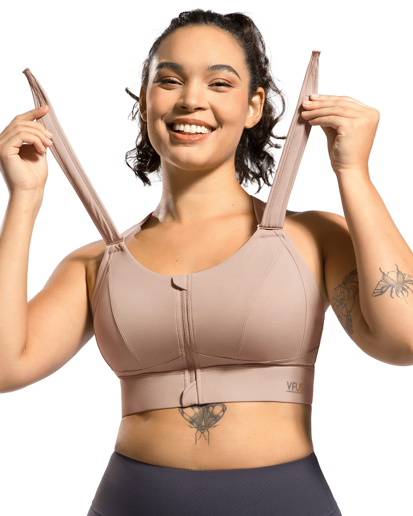 Zip Front Adjustable High Impact Sports Bras for Women Premium Quality Full Coverage Workout Running Removable Pads