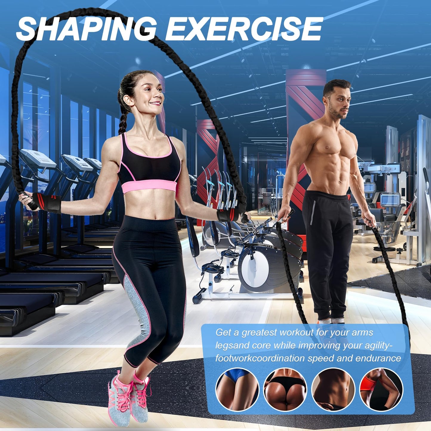Battle Rope Exercise Rope 1.26/1.5inch, 30 40FT Heavy Exercise Rope Weighted Battle Rope for Home Gym,Training Heavy Rope for Workout Exercise