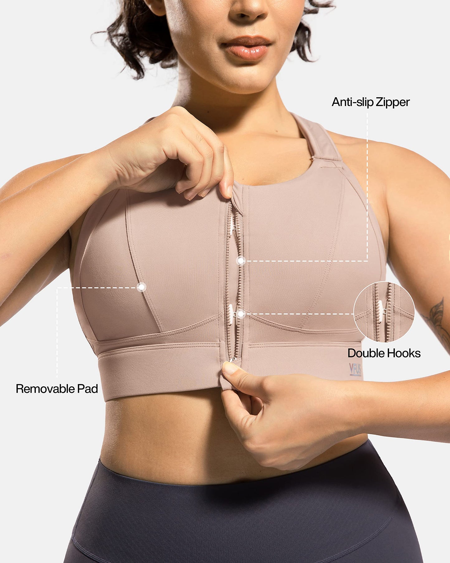 Zip Front Adjustable High Impact Sports Bras for Women Premium Quality Full Coverage Workout Running Removable Pads