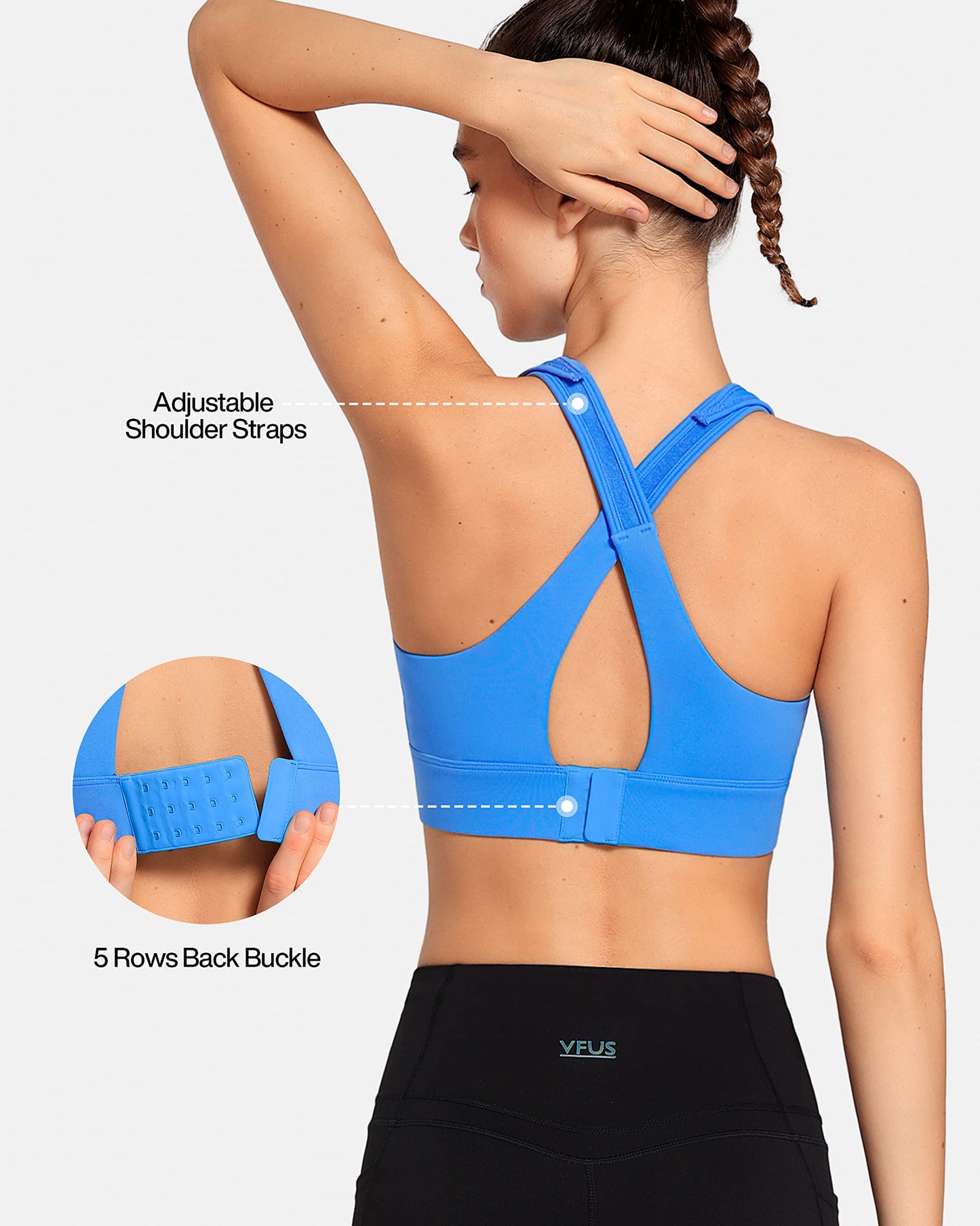 Zip Front Adjustable High Impact Sports Bras for Women Premium Quality Full Coverage Workout Running Removable Pads