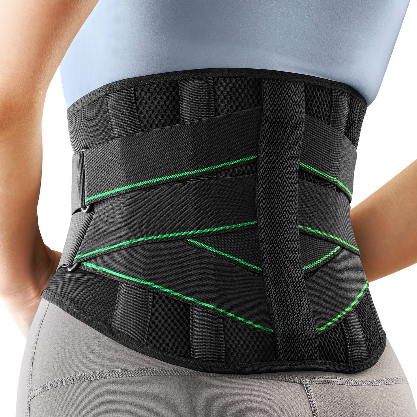 FREETOO Back Brace for Men Lower Back Pain with 7 Metal Stays, for Sciatica, Herniated Disc, Scoliosis and More Pain Relief! Breathable Back Support Belt for Women Work with Soft Pad, Lightweight