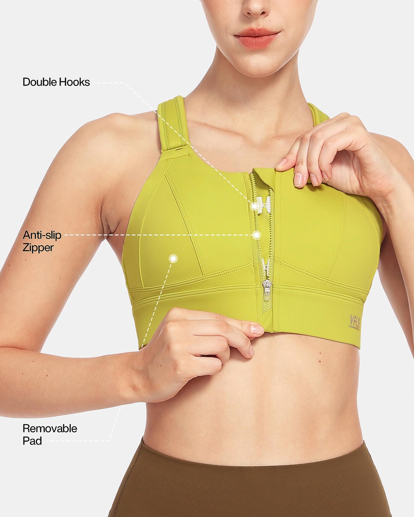 Zip Front Adjustable High Impact Sports Bras for Women Premium Quality Full Coverage Workout Running Removable Pads