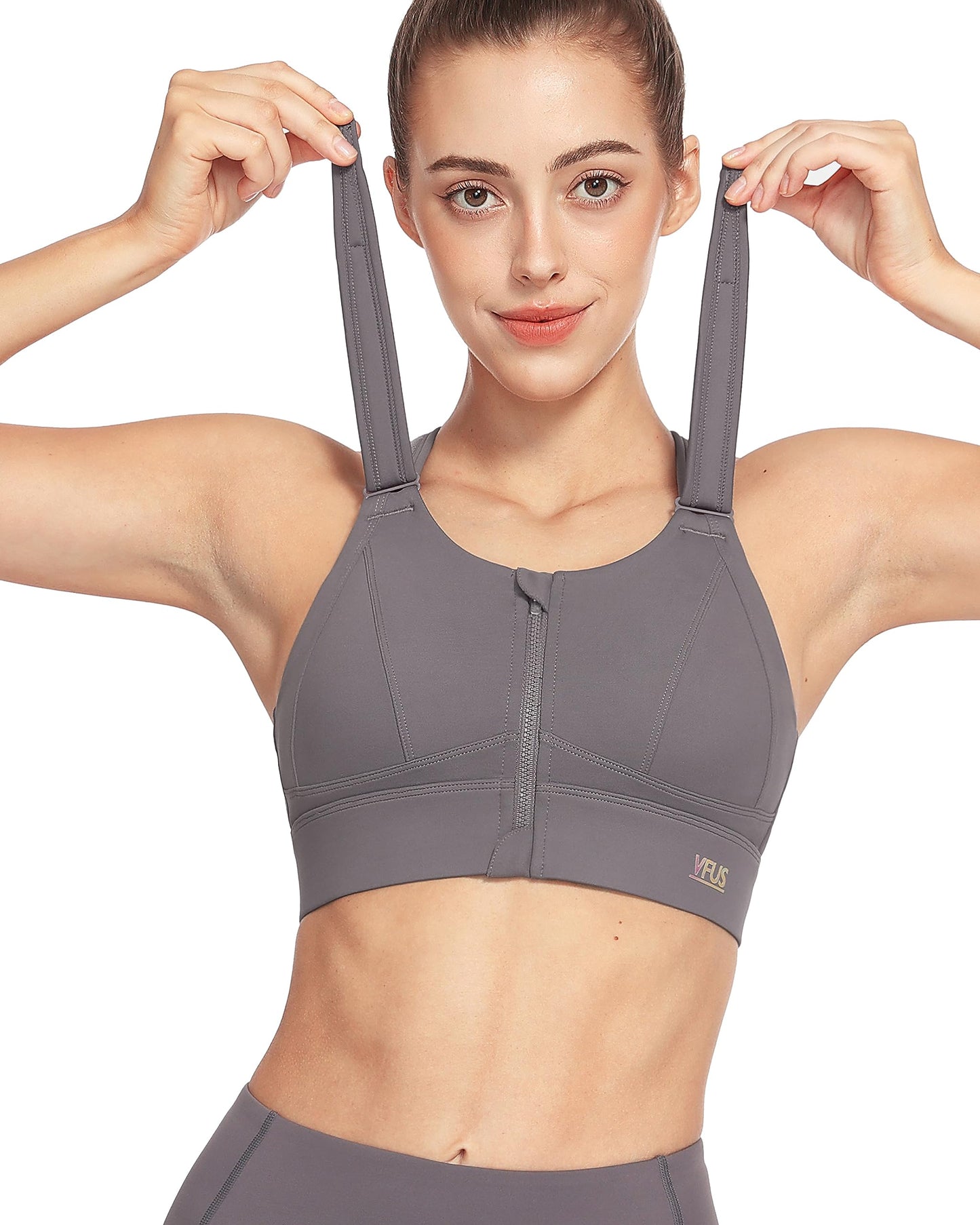 Zip Front Adjustable High Impact Sports Bras for Women Premium Quality Full Coverage Workout Running Removable Pads