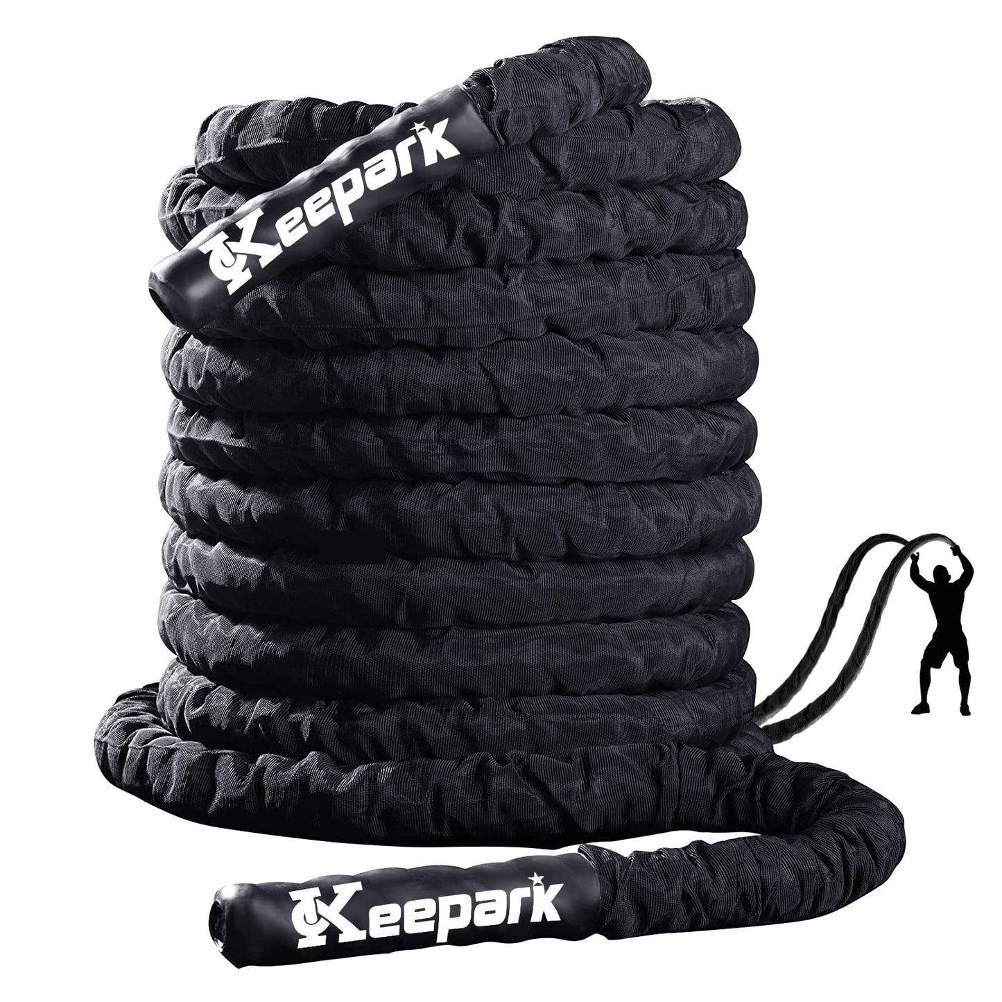 Battle Rope Exercise Rope 1.26/1.5inch, 30 40FT Heavy Exercise Rope Weighted Battle Rope for Home Gym,Training Heavy Rope for Workout Exercise