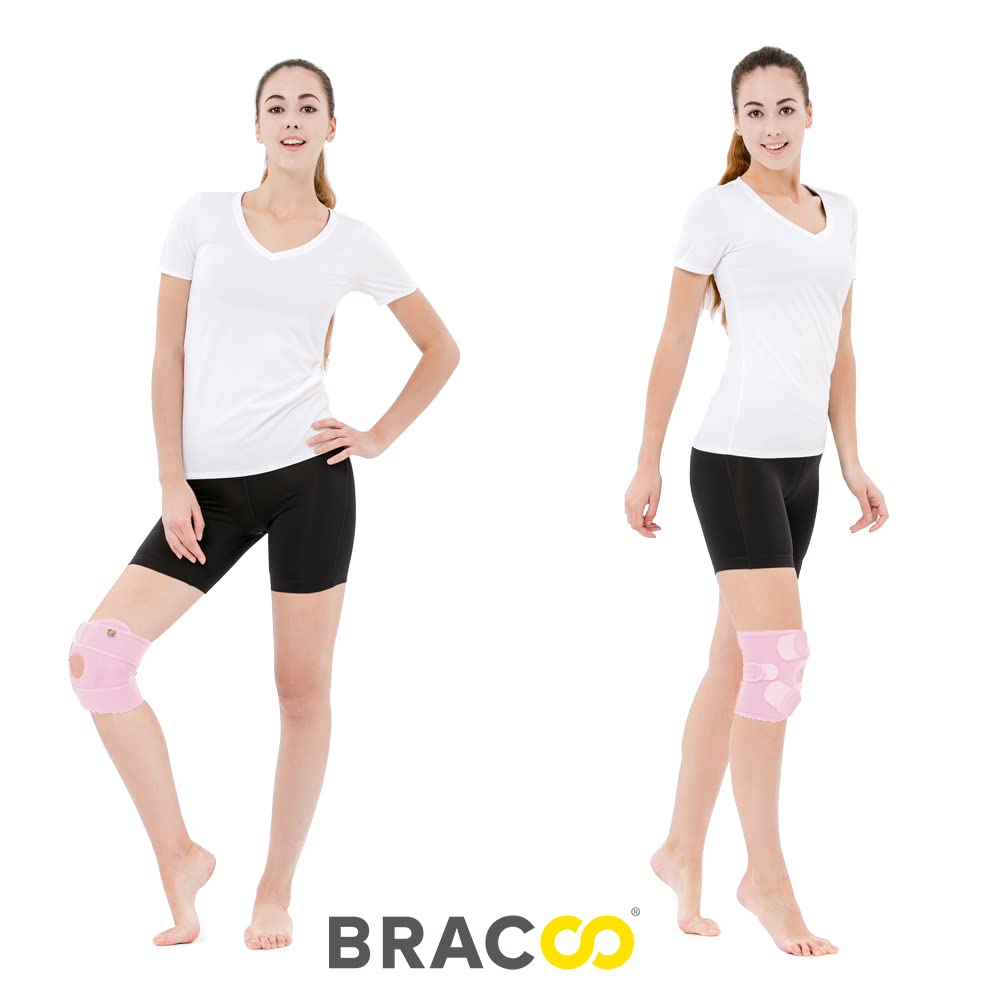 Bracoo Adjustable Compression Knee Patellar Pad Tendon Support Sleeve Brace for Men Women - Arthritis Pain, Injury Recovery, Running, Workout, KS10 (Black)
