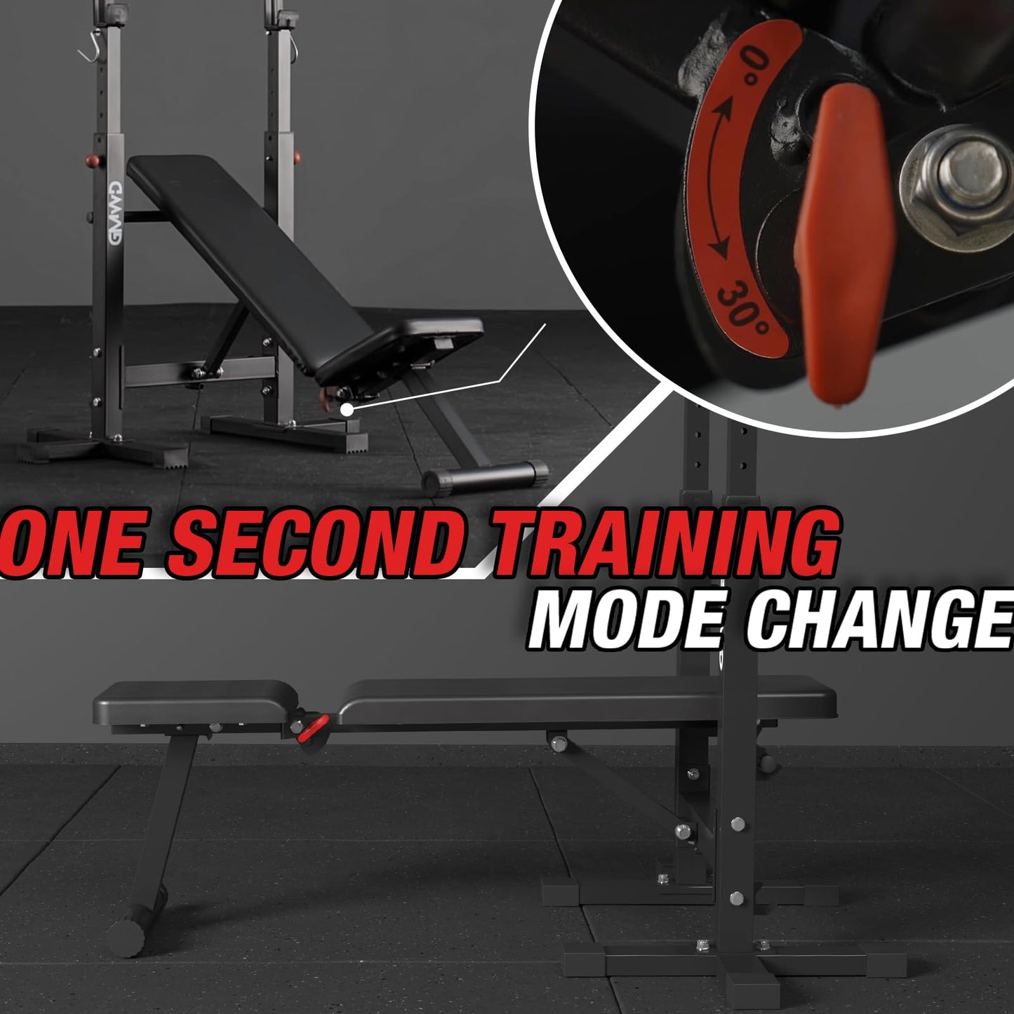 Bench Press Bench, GMWD Foldable 660LBS Weight Bench Set, Multi-Functional Chest Press Machine with Bar Holder, Flat Incline Bench for Chest, Shoulder Home Gym Equipment, Black
