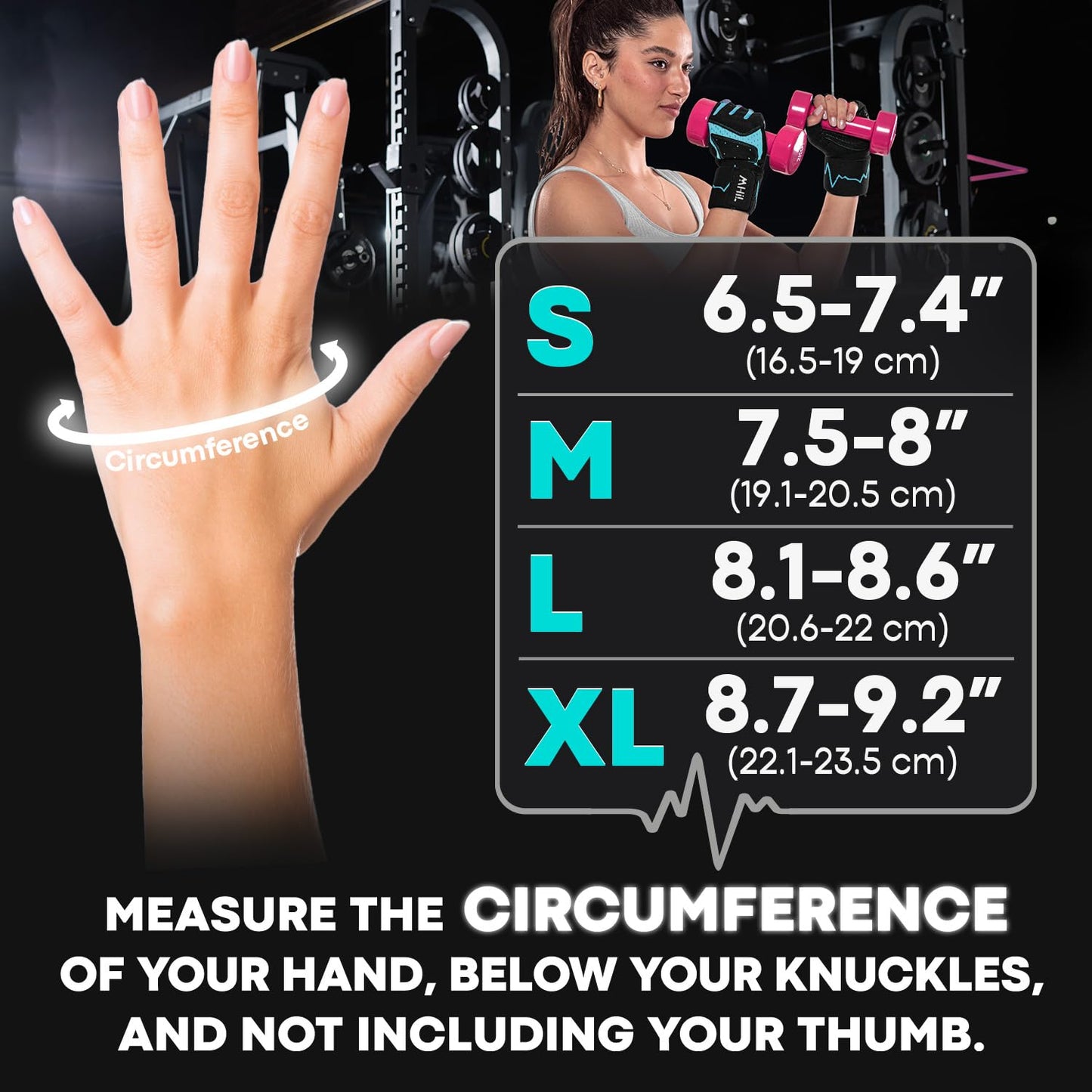 MhIL Workout Gloves for Women & Men - Gym Gloves for Women Weight Lifting Gloves - Exercise Gloves, Training Gloves with Wrist Wraps Support for Weightlifting, Work Out, Pull up- Full Palm Protection