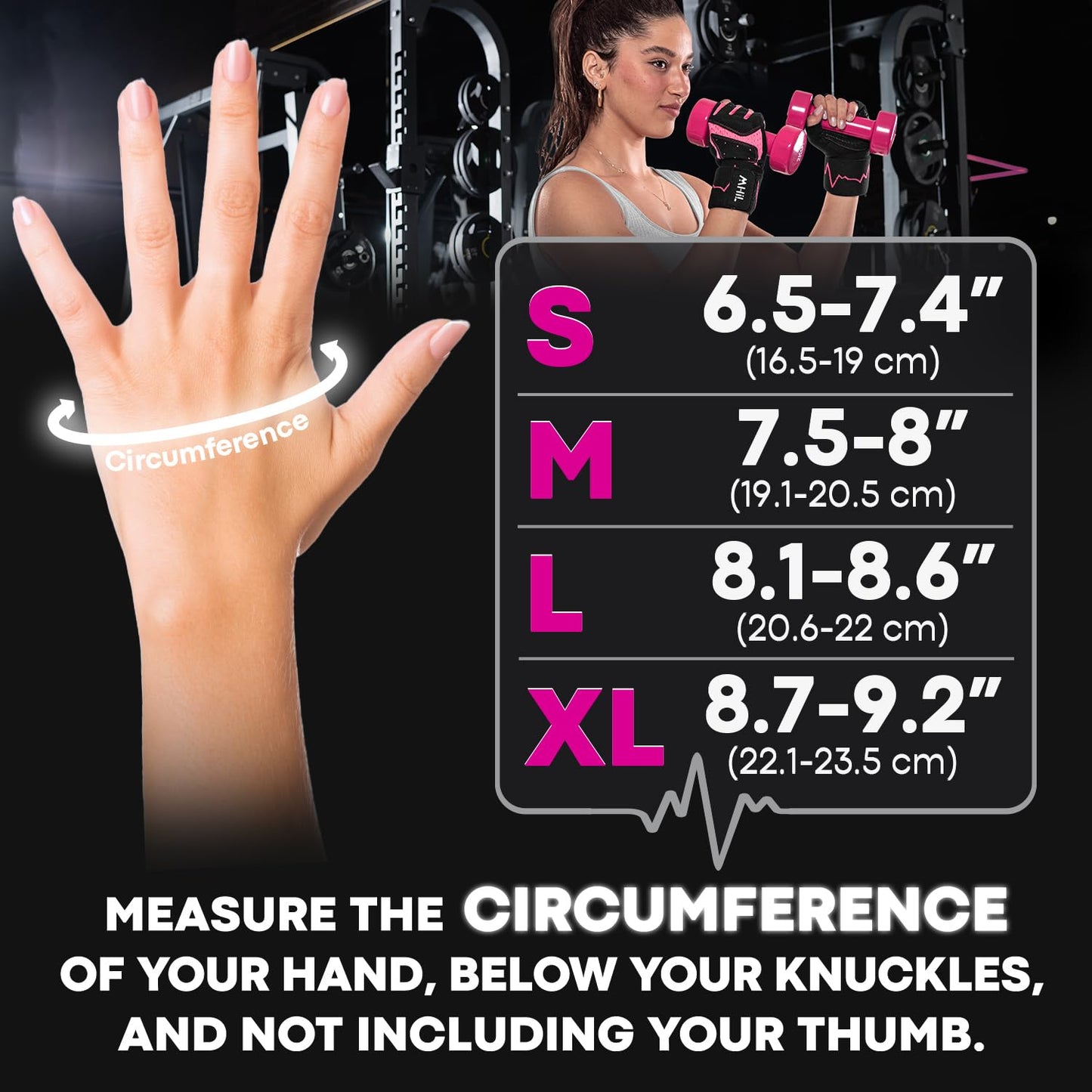MhIL Workout Gloves for Women & Men - Gym Gloves for Women Weight Lifting Gloves - Exercise Gloves, Training Gloves with Wrist Wraps Support for Weightlifting, Work Out, Pull up- Full Palm Protection