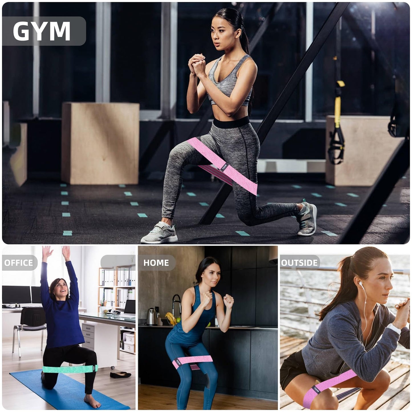 Fabric Resistance Bands for Working Out, 5 Levels Booty Bands for Women Men, Cloth Workout Bands Resistance Loop Exercise Bands for Legs Butt at Home Fitness, Yoga, Pilates