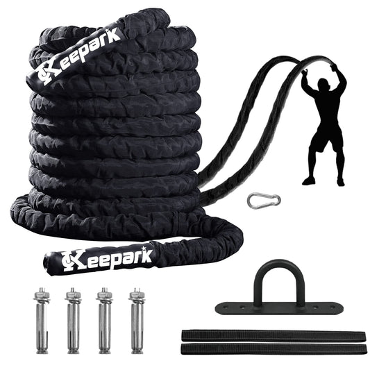 Battle Rope Exercise Rope 1.26/1.5inch, 30 40FT Heavy Exercise Rope Weighted Battle Rope for Home Gym,Training Heavy Rope for Workout Exercise