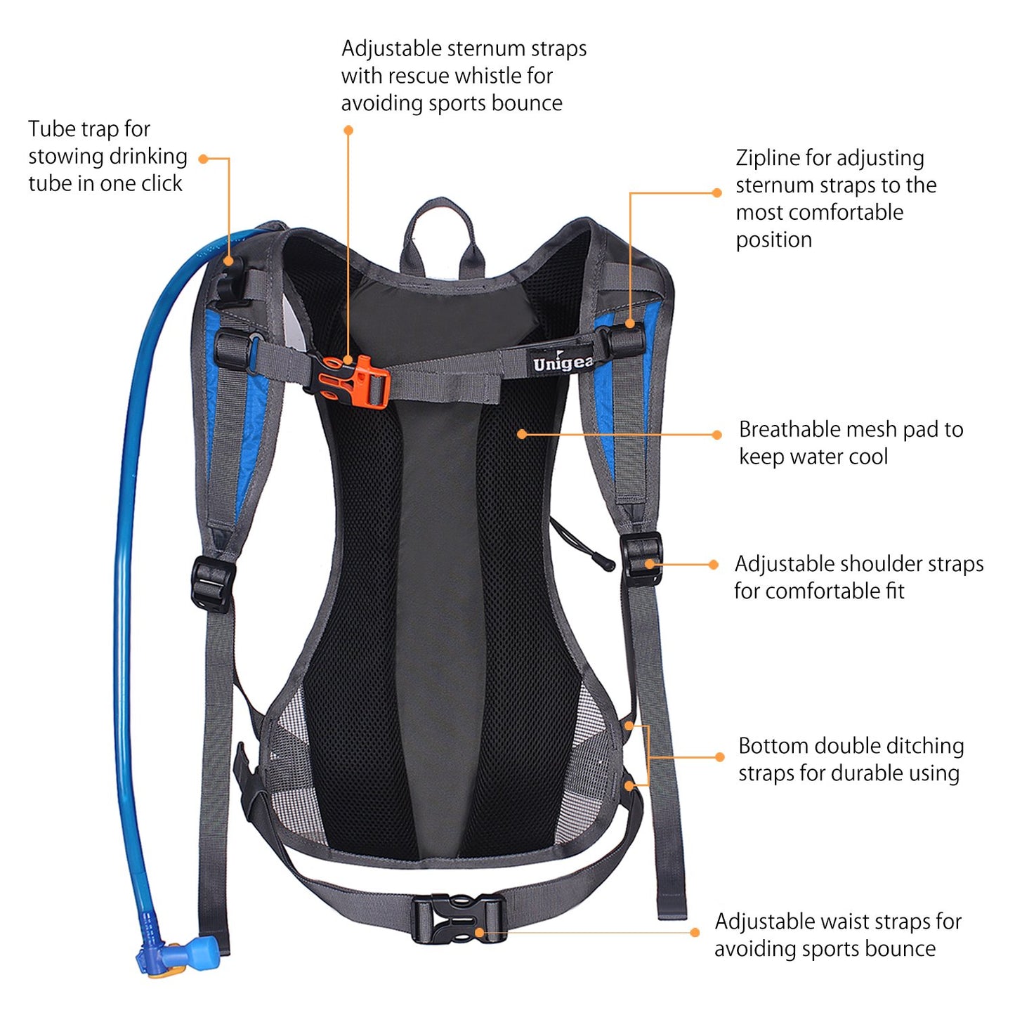 Unigear Hydration Pack Backpack with 70 oz 2L Water Bladder for Running, Hiking, Cycling, Climbing, Camping, Biking
