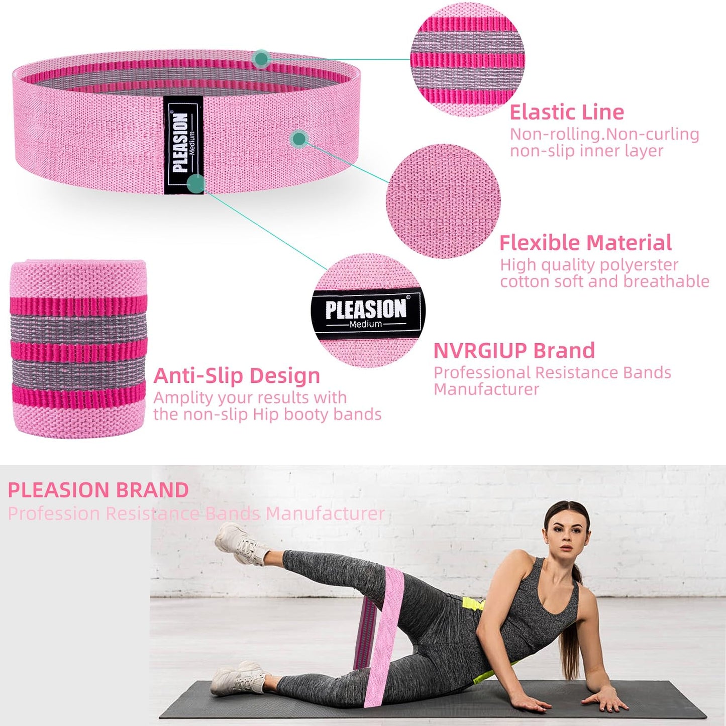 Fabric Resistance Bands for Working Out, 5 Levels Booty Bands for Women Men, Cloth Workout Bands Resistance Loop Exercise Bands for Legs Butt at Home Fitness, Yoga, Pilates