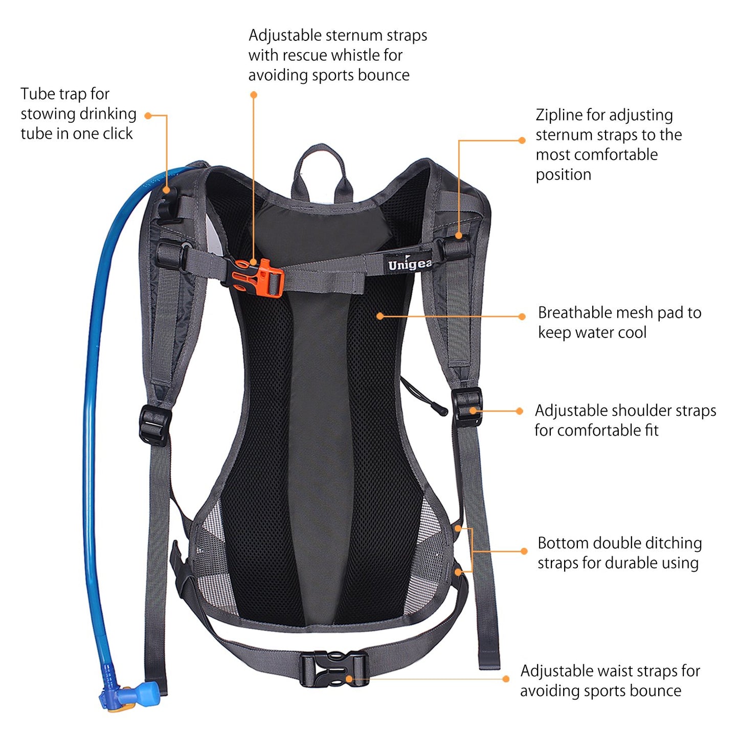 Unigear Hydration Pack Backpack with 70 oz 2L Water Bladder for Running, Hiking, Cycling, Climbing, Camping, Biking