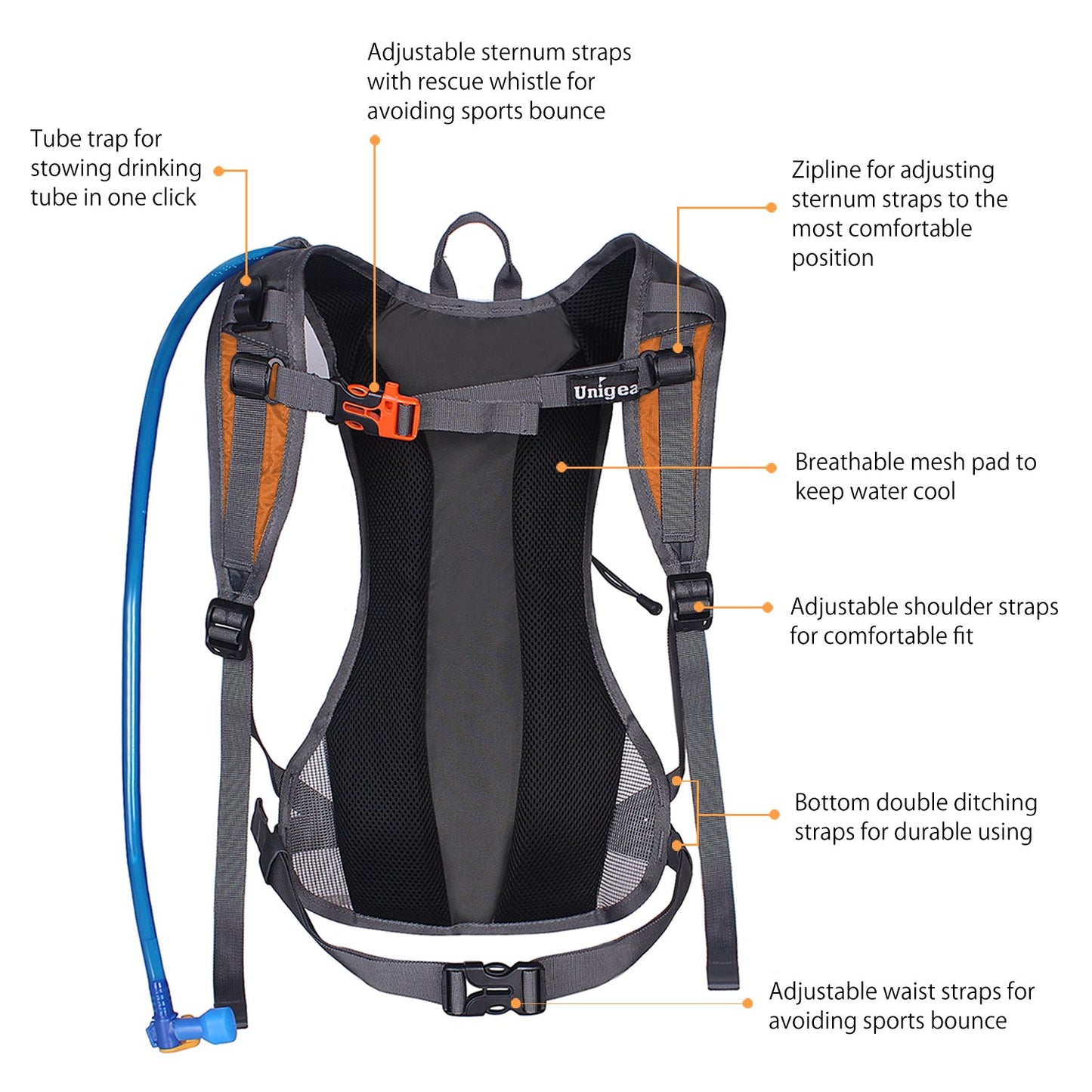 Unigear Hydration Pack Backpack with 70 oz 2L Water Bladder for Running, Hiking, Cycling, Climbing, Camping, Biking